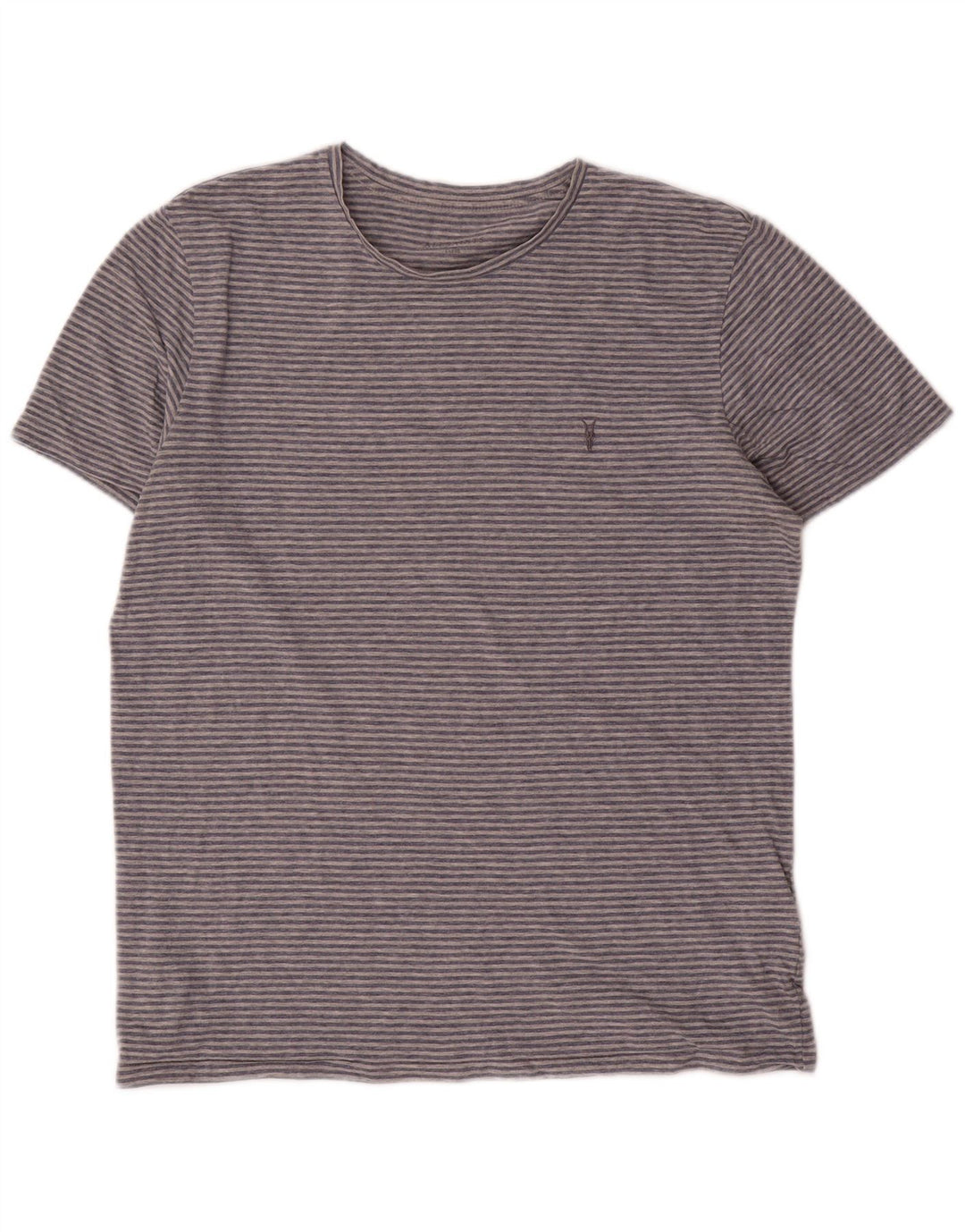 All Saints Herren-T-Shirt-Oberteil, groß, grau gestreift