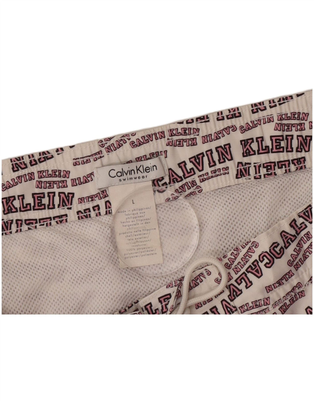 Calvin Klein Herren-Badeshorts mit Grafik, groß, cremefarbenes Polyester