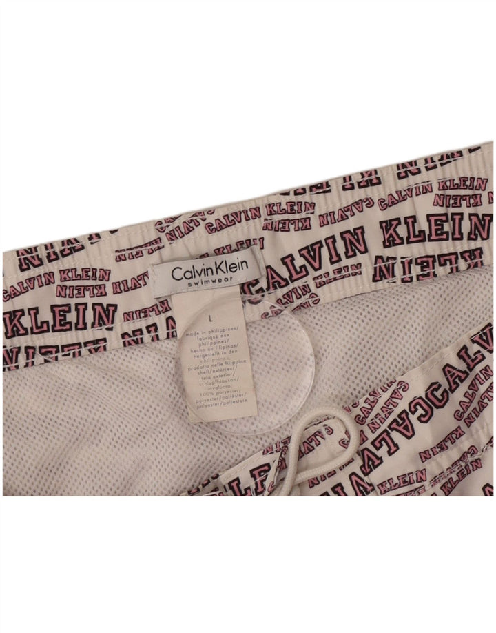 Calvin Klein Herren-Badeshorts mit Grafik, groß, cremefarbenes Polyester