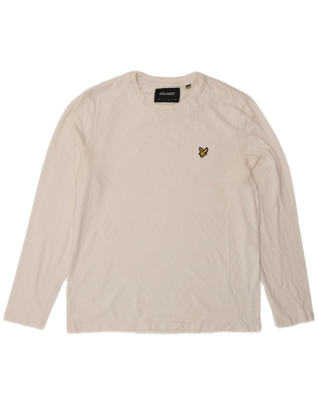 Lyle & Scott Herren-Oberteil, langärmelig, groß, weiße Baumwolle
