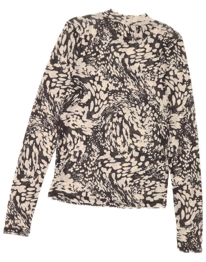 Topshop Damen-Top, langärmelig, UK-Größe 44, Größe L, grau gepunktetes Polyester
