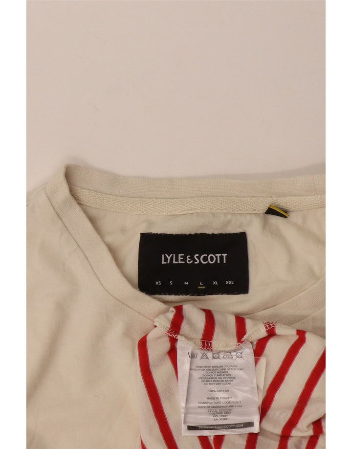 Lyle & Scott Herren-T-Shirt-Oberteil, groß, weiß gestreift, Baumwolle