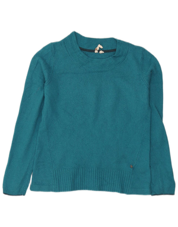 White Stuff Damen-Pullover mit Rundhalsausschnitt, UK 12, mittelblaue Viskose