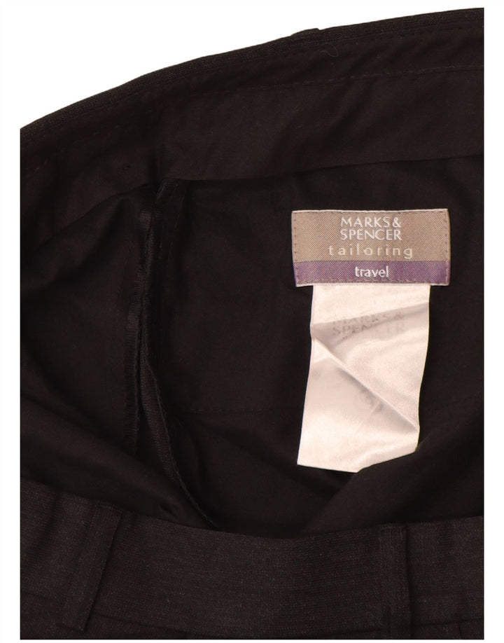 Marks & Spencer Herren-Anzughose mit Pegged-Anzug, W36, L32, schwarzes Polyester