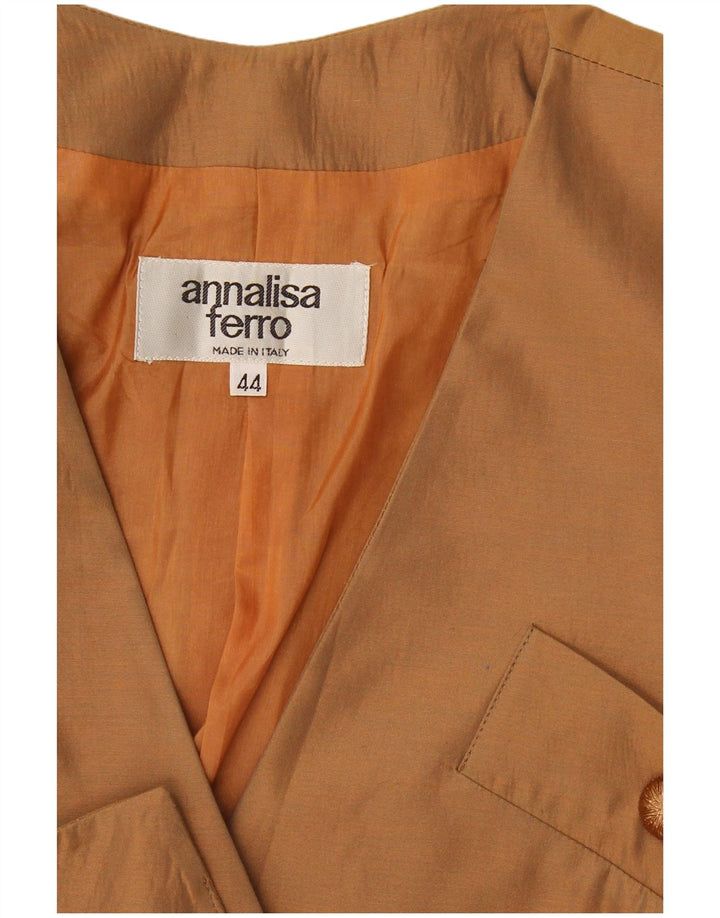 Annalisa Ferro Damen Crop Short Sleeve Blazer Jacke IT 44 Mittelbraun
