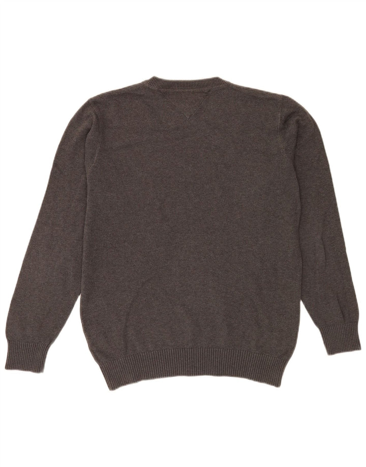 Tommy Hilfiger Herren-Pullover mit Rundhalsausschnitt, mittelgraue Baumwolle