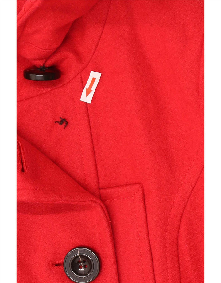 Zara Damen Pea Coat UK 14 Mittelrote Wolle