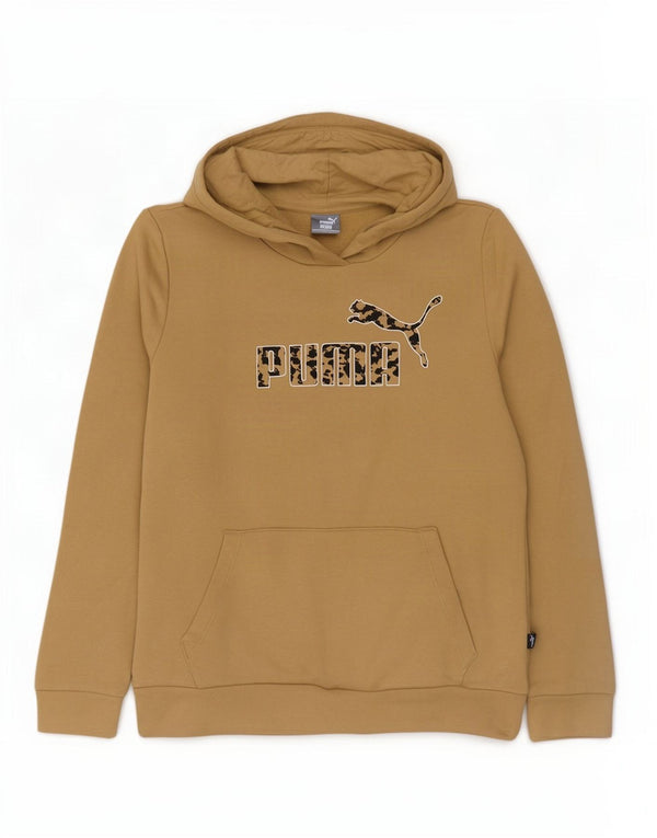 Puma Womens Graphic Hoodie Pullover UK 14 Mittelbeige Baumwolle