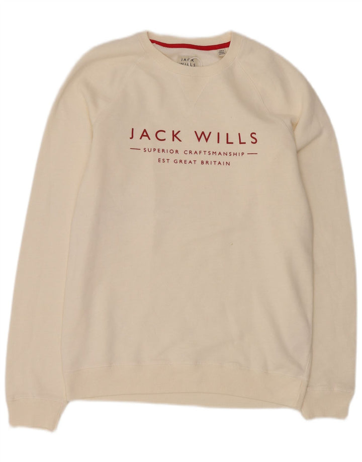 Jack Wills Herren-Sweatshirt mit Grafik, mittelgroß, cremefarbene Baumwolle