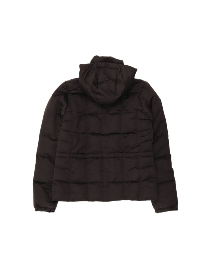 ADIDAS Womens Hooded Padded Jacket UK 14 Medium Black Polyester