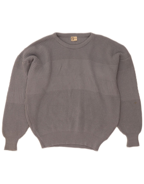 Vintage Herren Pullover mit Rundhalsausschnitt IT 50/52 Große graue Wolle