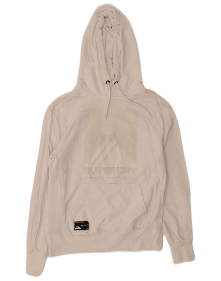 Superdry Herren-Kapuzenpullover mit Grafik, Größe S, weiße Baumwolle