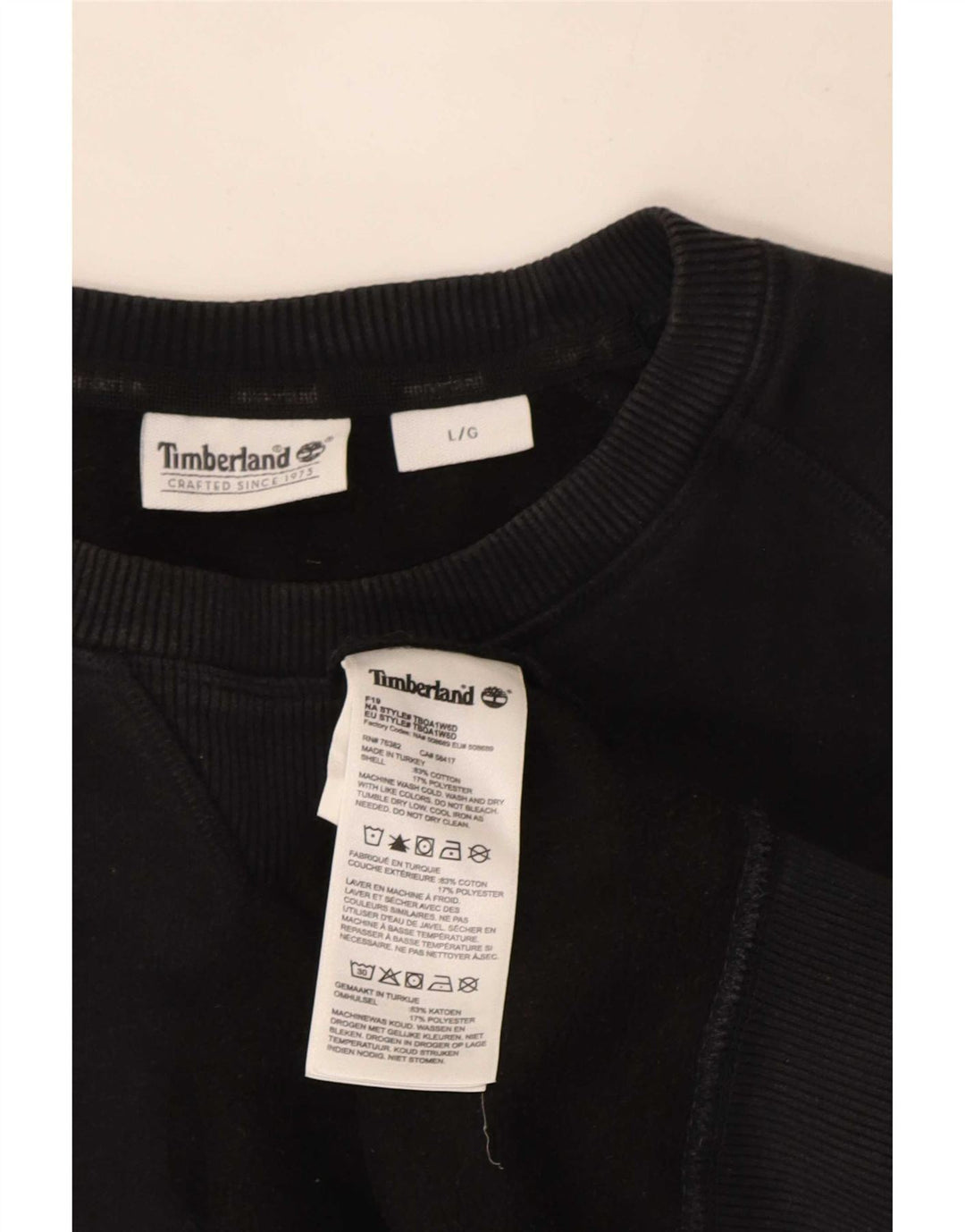 Timberland Herren-Sweatshirt-Pullover, große schwarze Baumwolle