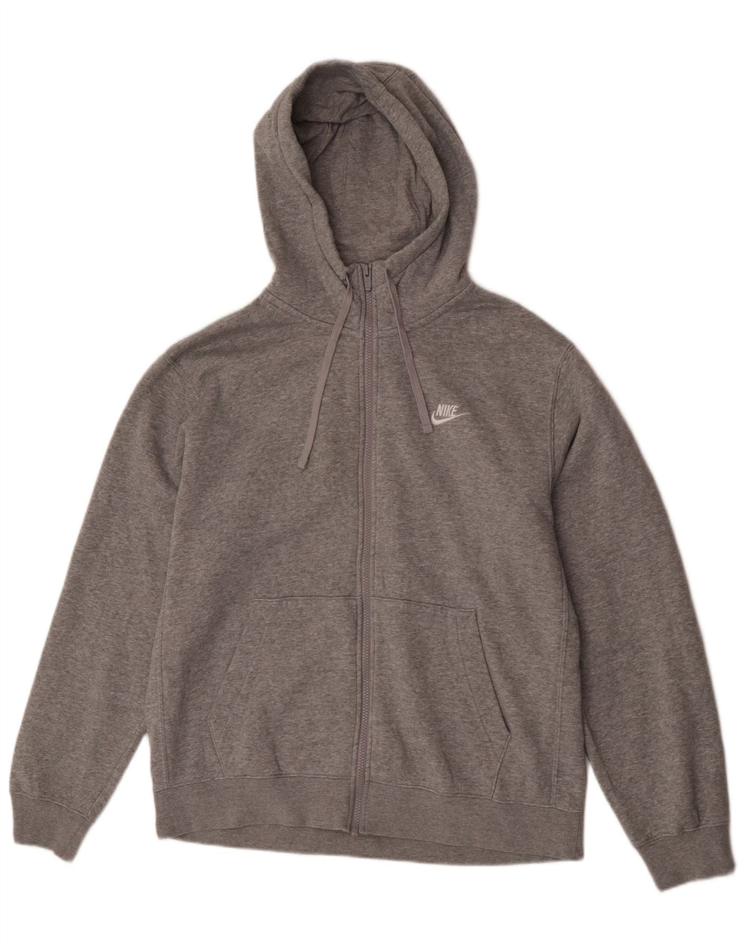 Nike Herren-Kapuzenpullover mit normaler Passform und Reißverschluss, groß, aus grauer Baumwolle