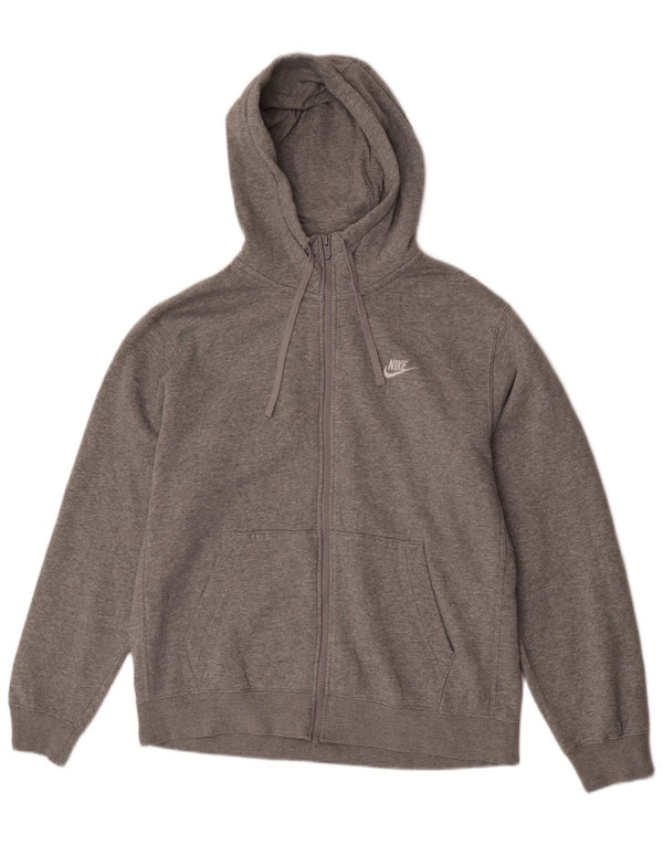 Nike Herren-Kapuzenpullover mit normaler Passform und Reißverschluss, groß, aus grauer Baumwolle