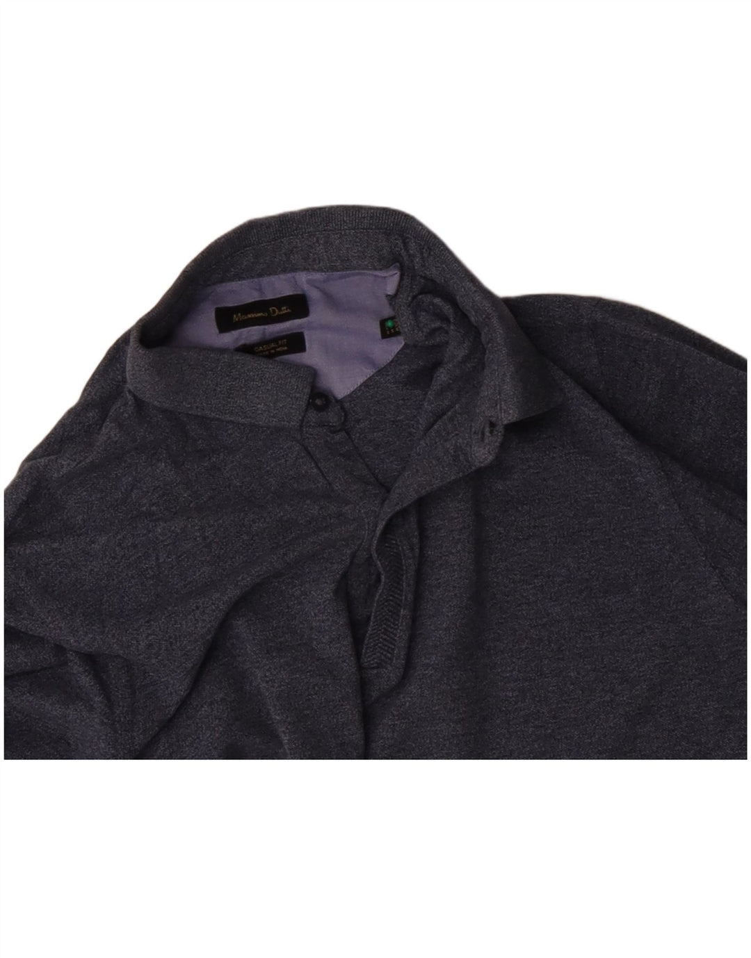 MASSIMO DUTTI Herren Langarm-Poloshirt Mittelgrau