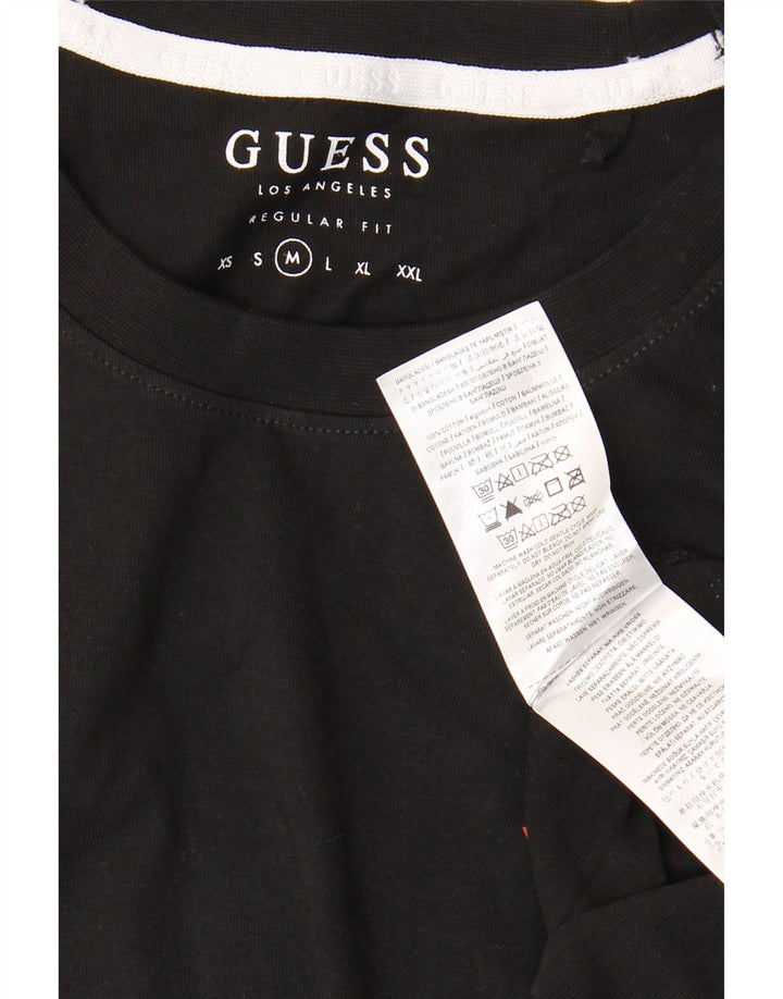 GUESS Herren-Grafik-Oberteil, langärmelig, mittelschwarz, Colourblock-Baumwolle