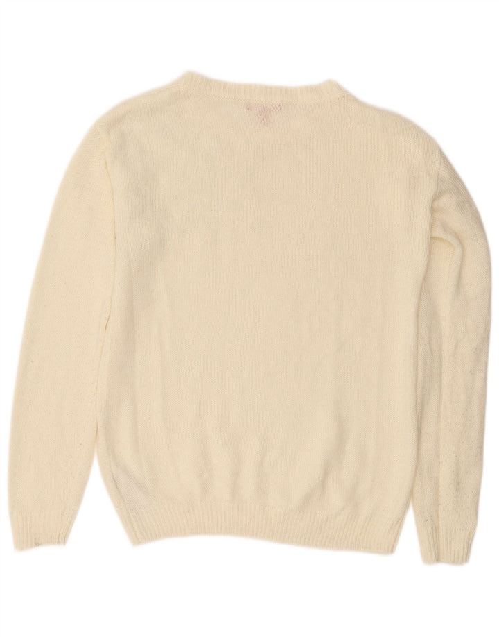 Guess Damen-Pullover mit U-Boot-Ausschnitt, UK 14, Mittelweiß, Acryl