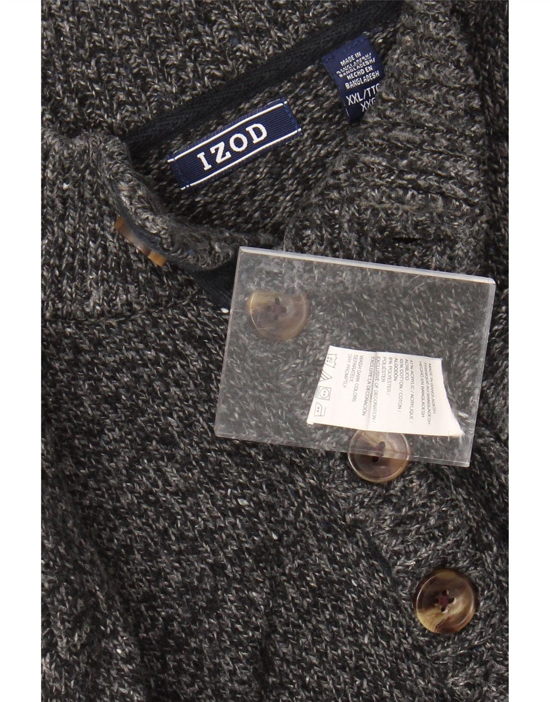 Izod Damen-Pullover mit Knopfkragen, UK 20 2XL, grau geflecktes Acryl