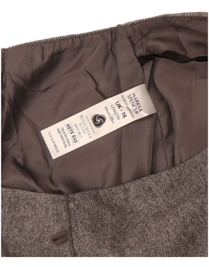 Marks & Spencer Damen A-Linienrock UK 16 Large W32 Graue Wolle