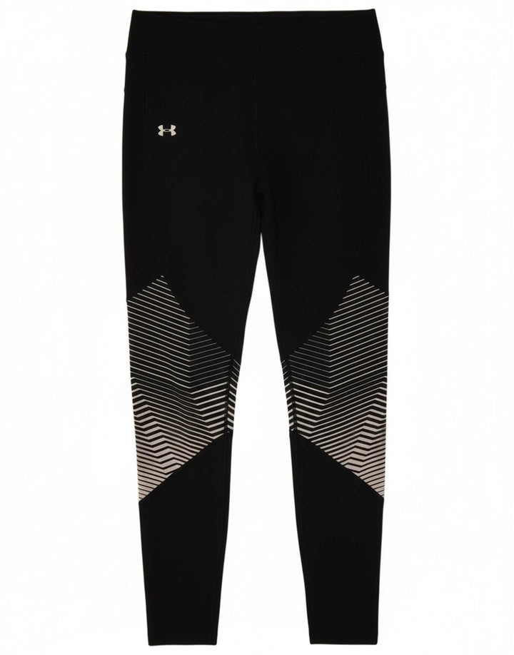 Under Armour Damen Leggings UK 12 Medium Schwarz Geometrisch