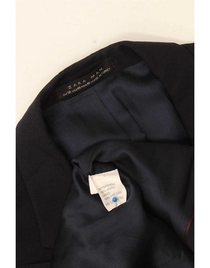 Zara Herren-Blazer mit 2 Knöpfen, Größe 50, mittelschwarze Wolle