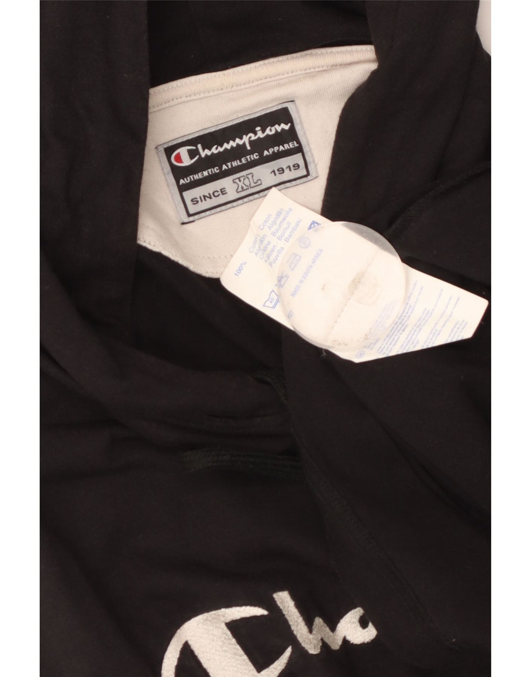 Champion Herren-Weste mit Kapuze und Grafik, XL, schwarze Baumwolle