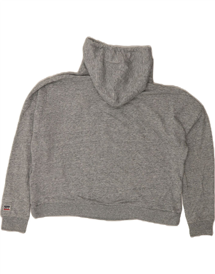 LEVI'S Womens Oversized Crop Hoodie Jumper UK 14 Medium Grey Flecked Vintage Levi's and Second-Hand Levi's from Messina Hembry 