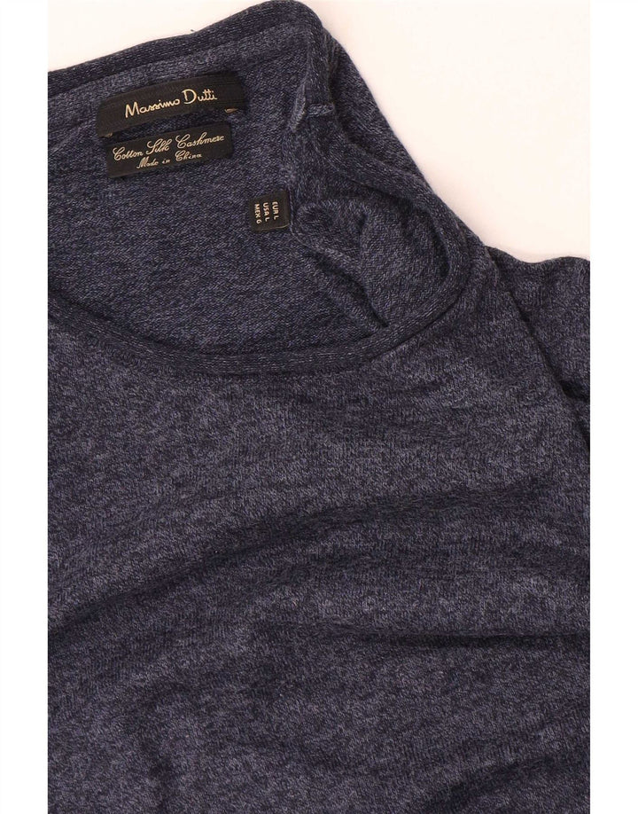 Massimo Dutti Damen Top Langarm UK 16 Große marineblaue Seide