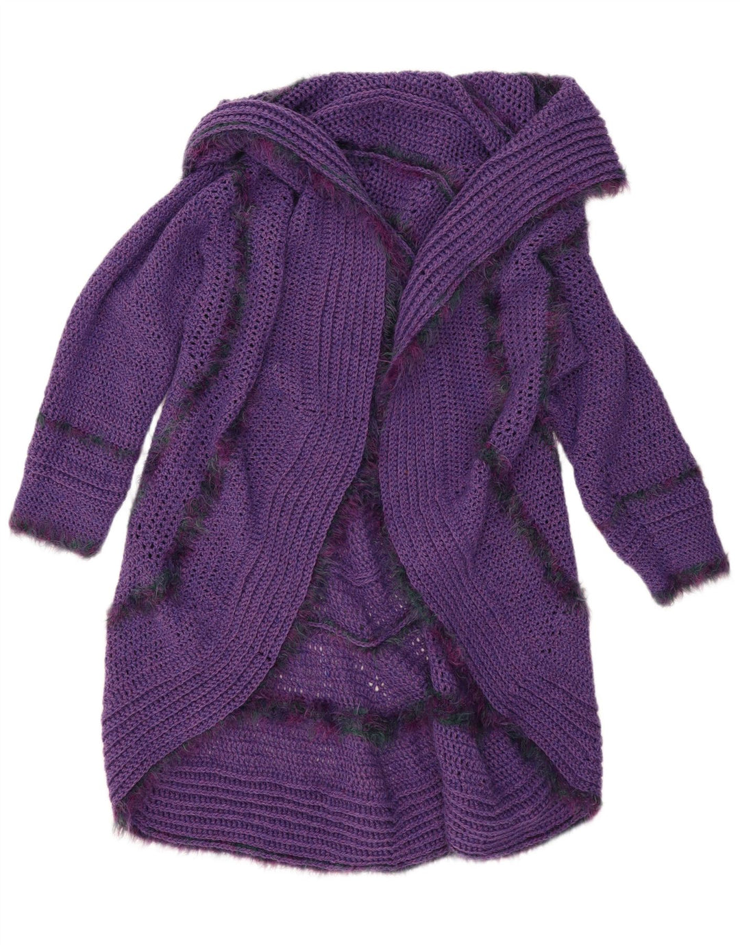 Vintage Damen Longline Open Cardigan Pullover Einheitsgröße Lila