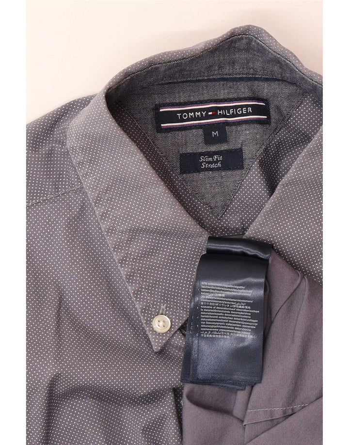 Tommy Hilfiger Herren-Slim-Fit-Hemd aus mittelblauer, gepunkteter Baumwolle