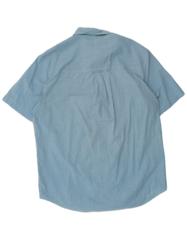 Chaps Herren-Kurzarmhemd aus mittelblauer Gingham-Baumwolle