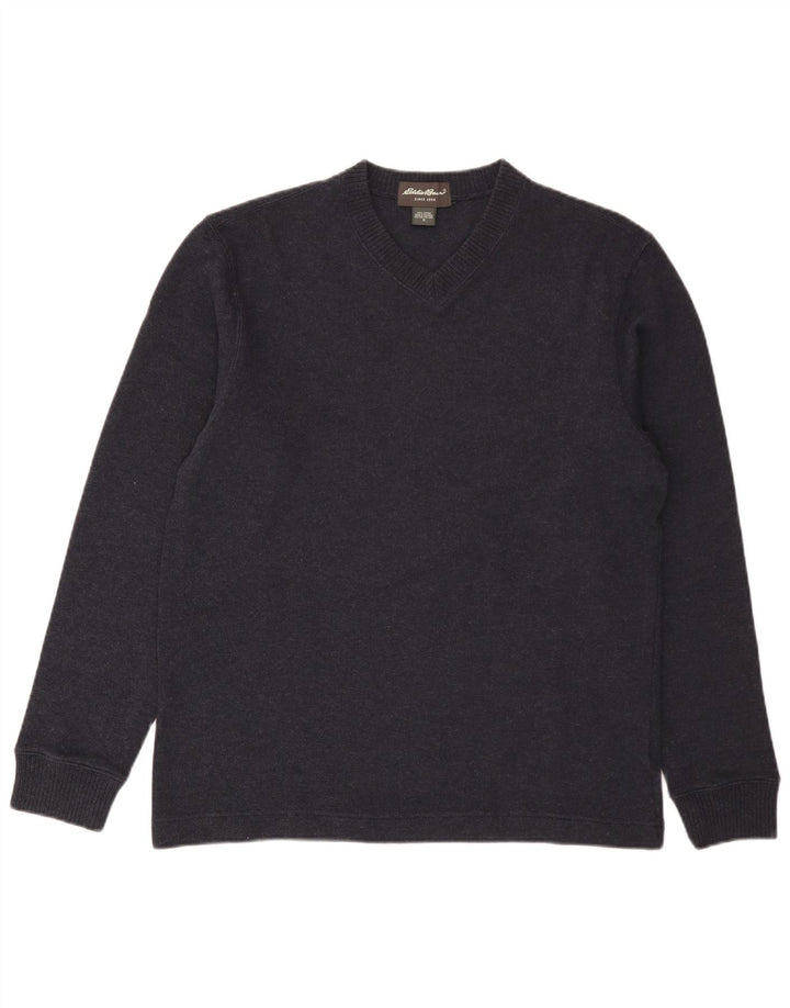 Eddie Bauer Herren-Pullover mit V-Ausschnitt, Größe S, marineblaue Baumwolle