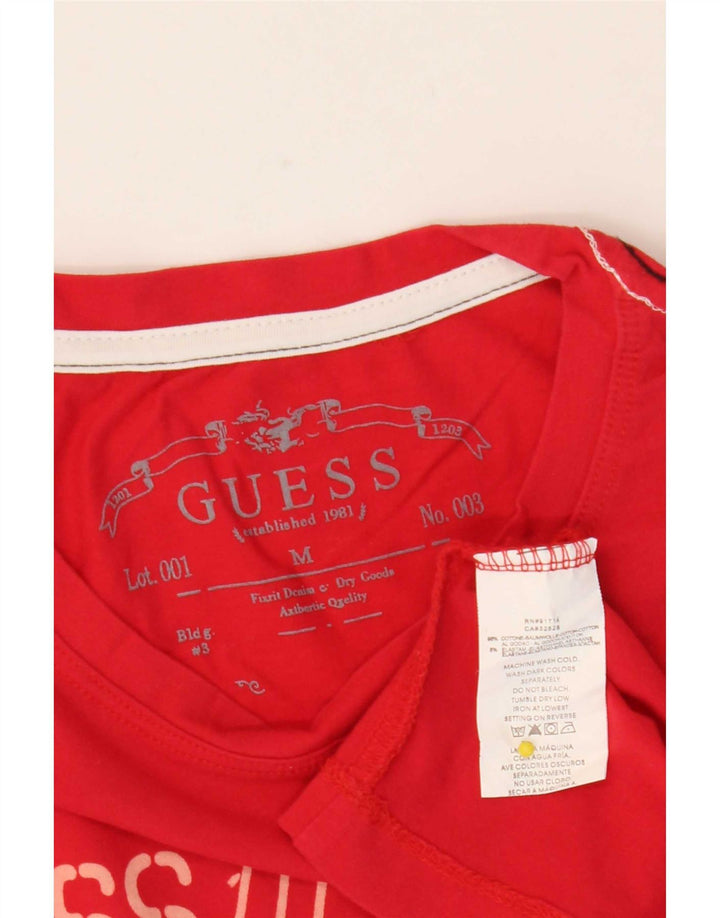 Guess Herren-Grafik-Oberteil, langärmelig, mittelrote Baumwolle