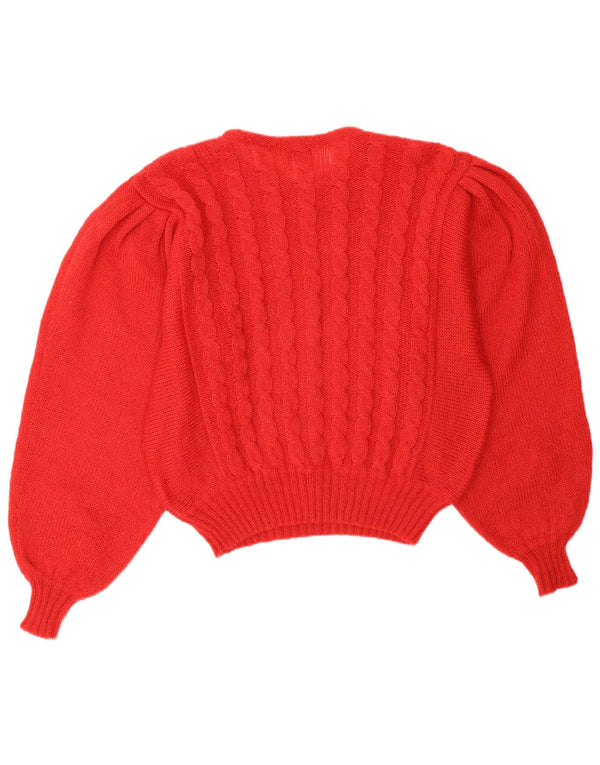 Vintage Damen Pullover mit Rundhalsausschnitt IT 44 Medium Red Mohair