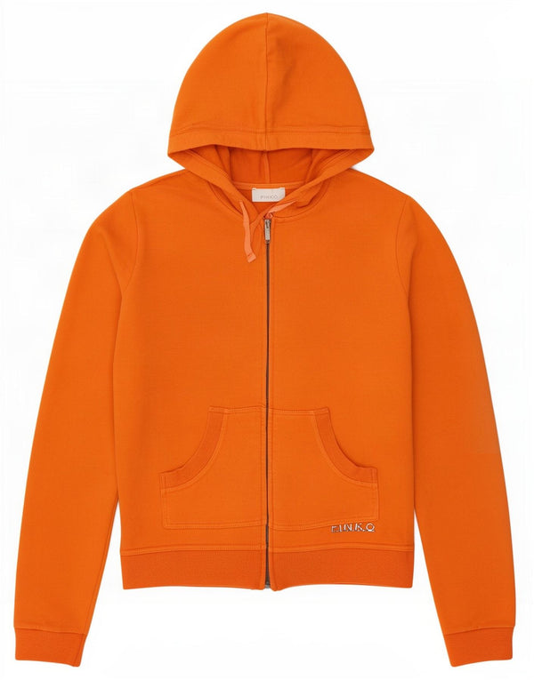 Pinko Damen-Kapuzenpullover mit Reißverschluss, UK 14, Größe L, Orange, Baumwolle