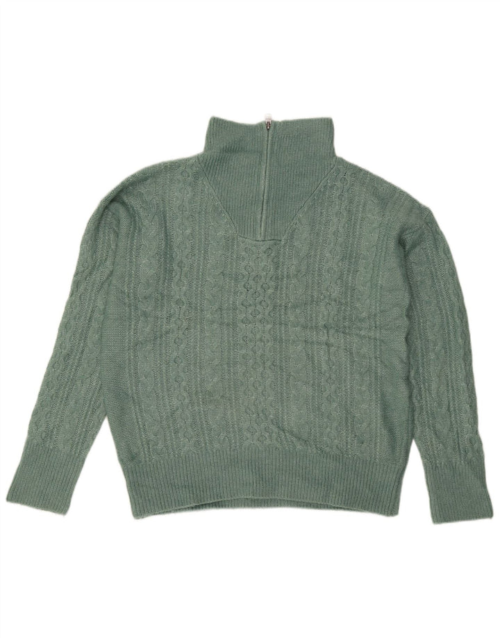 Fat Face Damen-Pullover, übergroß, mit Reißverschluss, UK 12, mittelgrünes Nylon