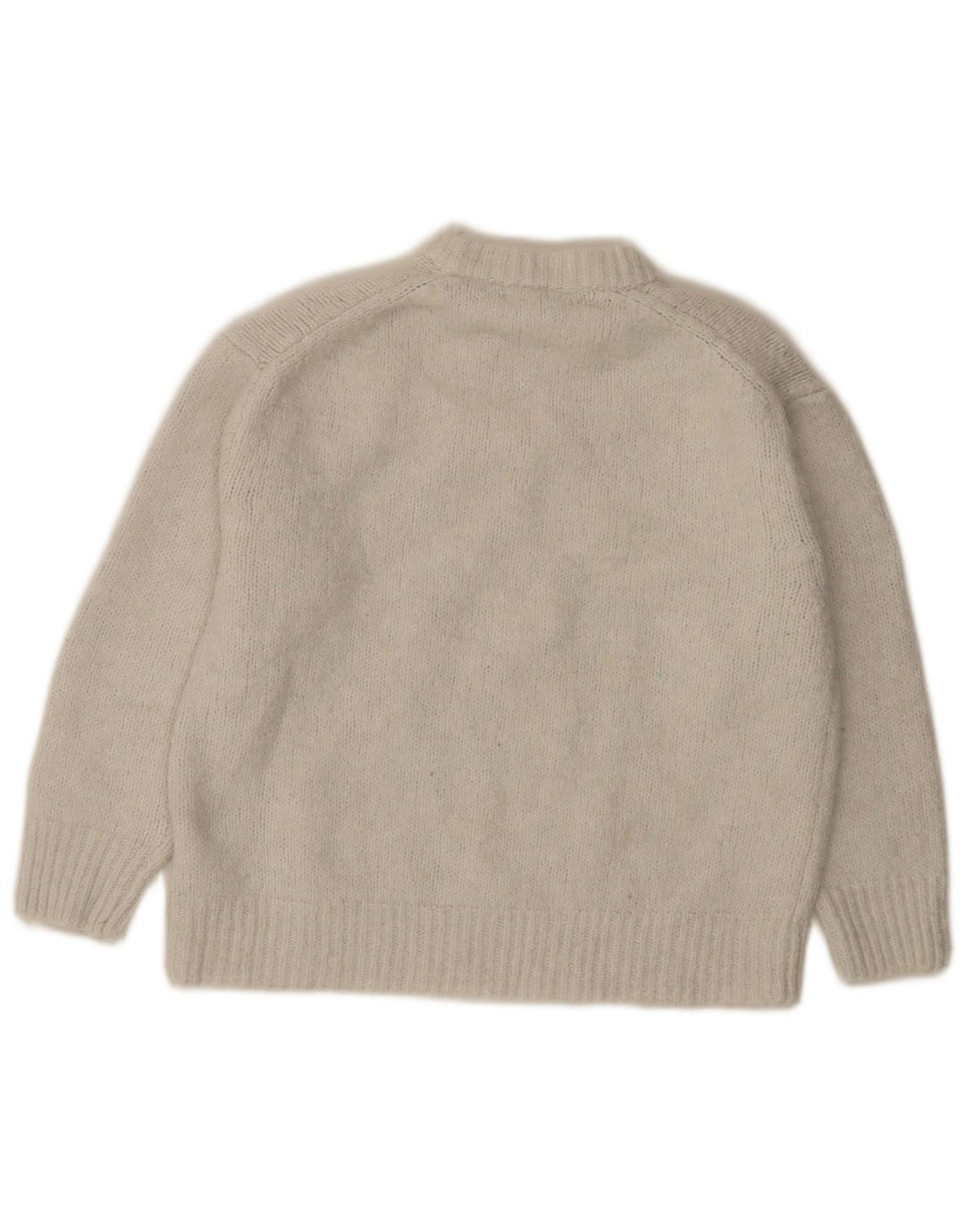 Zara Damen-Pullover mit 3/4-Ärmeln, übergroßer Rundhalsausschnitt, Gr. 10, Größe S, Weiß