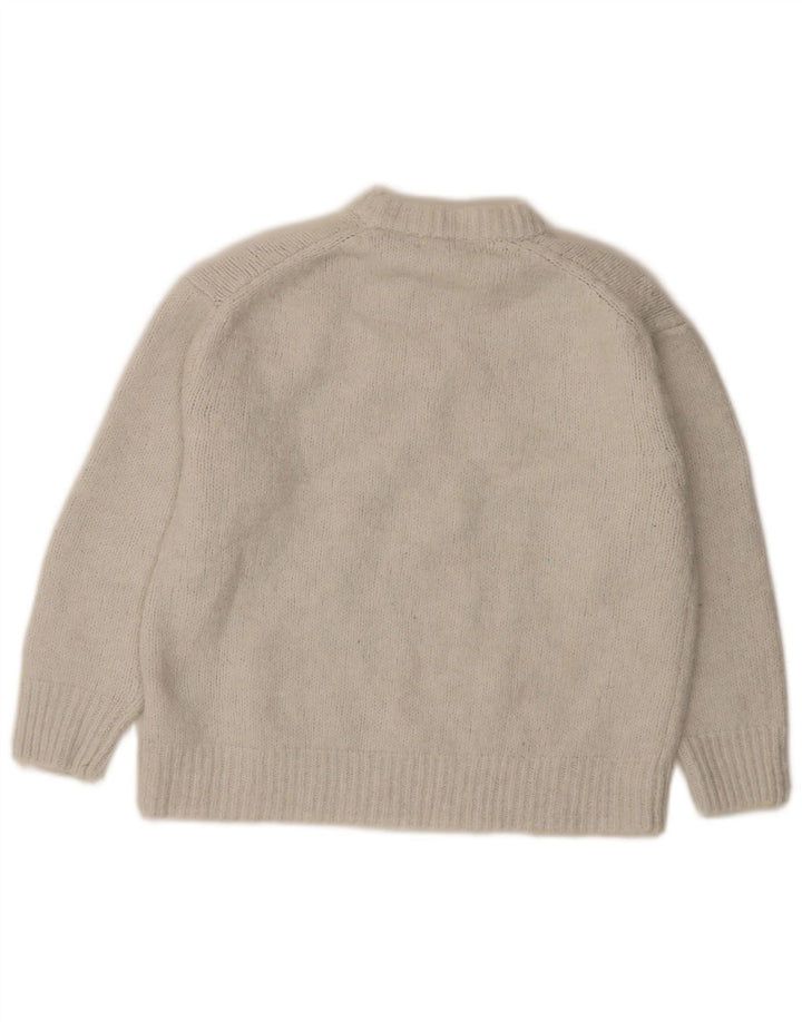Zara Damen-Pullover mit 3/4-Ärmeln, übergroßer Rundhalsausschnitt, Gr. 10, Größe S, Weiß