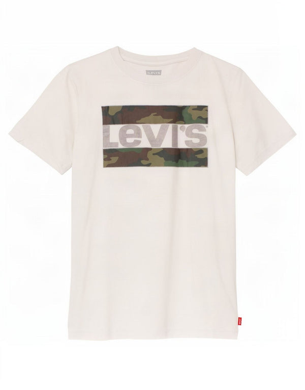Levi's Jungen-T-Shirt mit Grafik, 13–14 Jahre, weiße Baumwolle