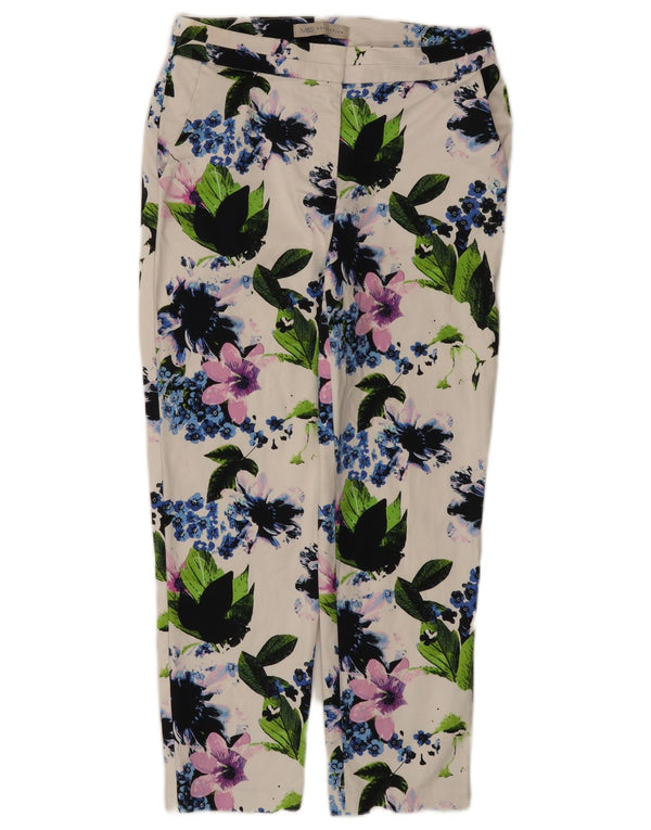 Marks & Spencer Damen Chinohose UK 8 Small W28 L24 Weiß geblümt