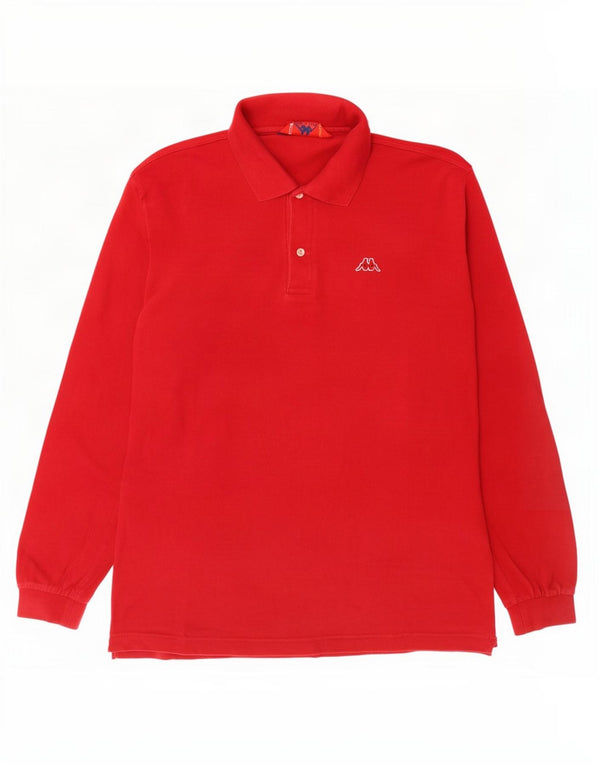Kappa Herren Langarm-Poloshirt, große rote Baumwolle