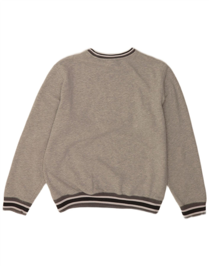 New Era Herren Raiders Grafik-Sweatshirt-Pullover aus mittelgrauer, gestreifter Baumwolle