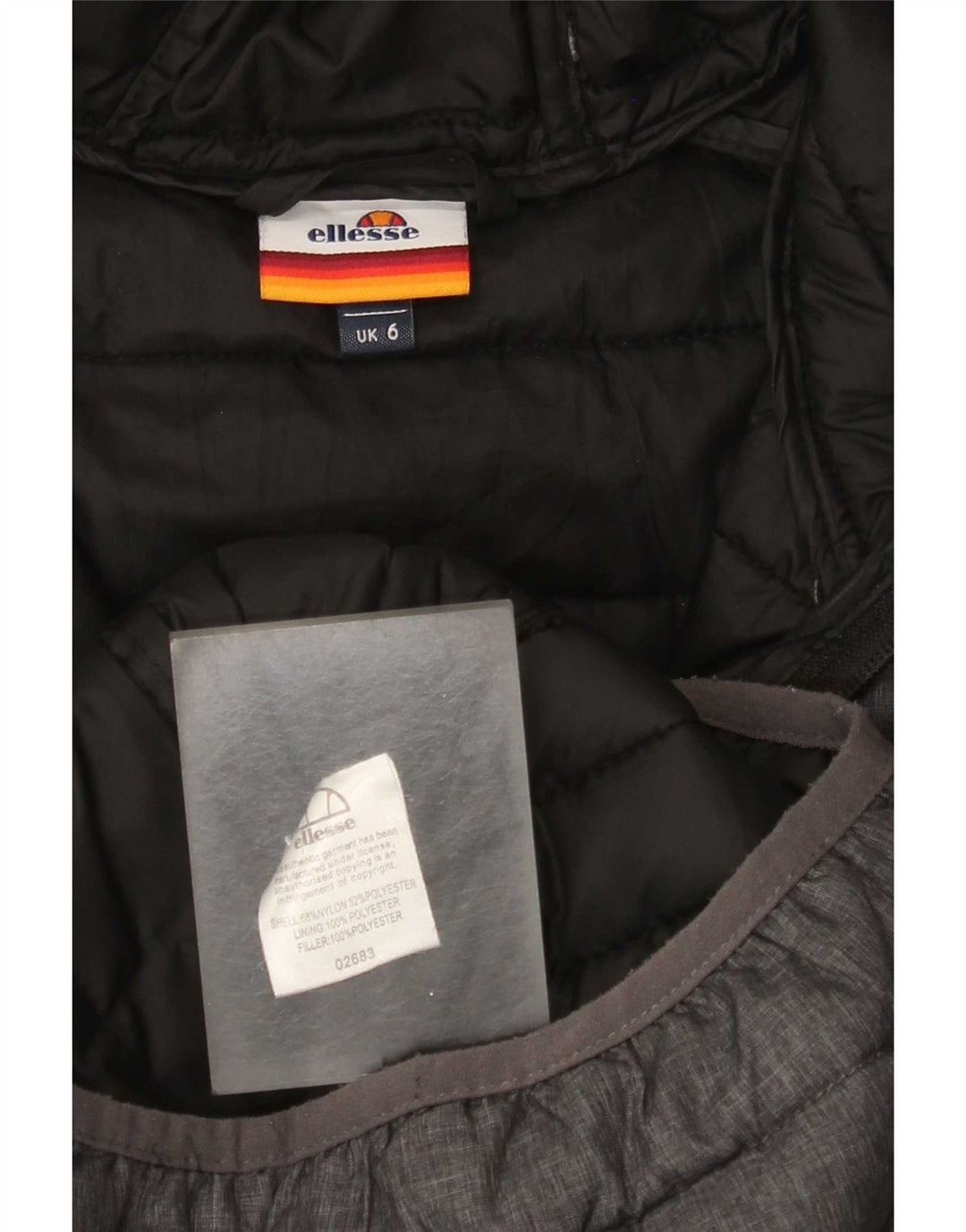 Ellesse Womens Hooded Wattierte Jacke UK 6 XS Graues Nylon