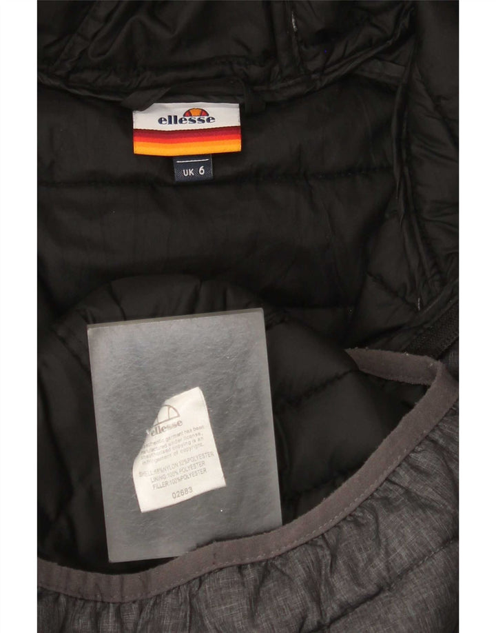 Ellesse Womens Hooded Wattierte Jacke UK 6 XS Graues Nylon