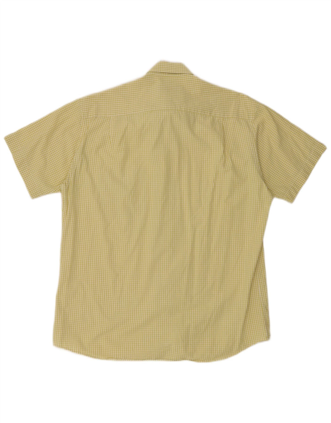 Pierre Cardin Herren Kurzarmhemd Größe 40 Mittelgelbe Gingham-Baumwolle
