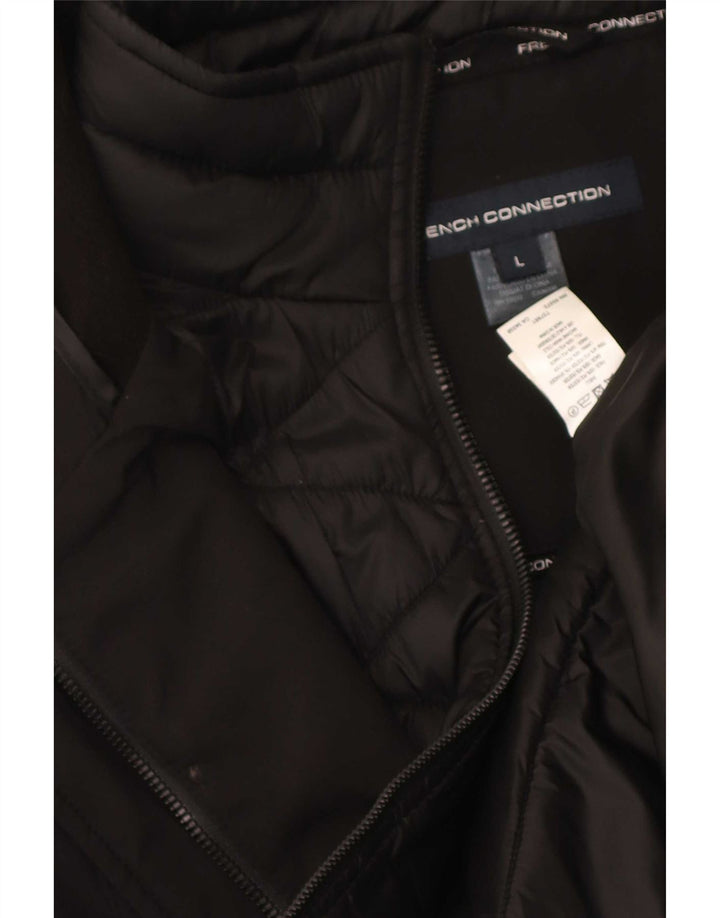 French Connection Damen-Windbreaker-Mantel mit Kapuze, UK 16, Größe L, Schwarz
