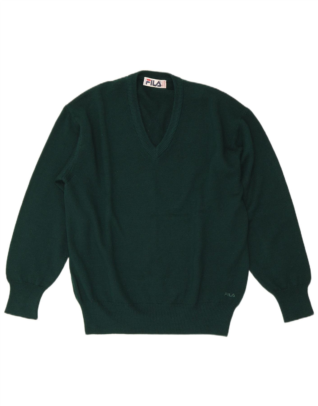 Fila Herren-Pullover mit V-Ausschnitt, reguläre Passform, IT 48, Mittelgrün