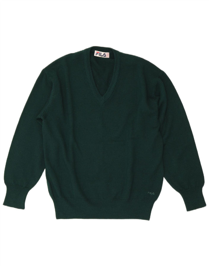 Fila Herren-Pullover mit V-Ausschnitt, reguläre Passform, IT 48, Mittelgrün