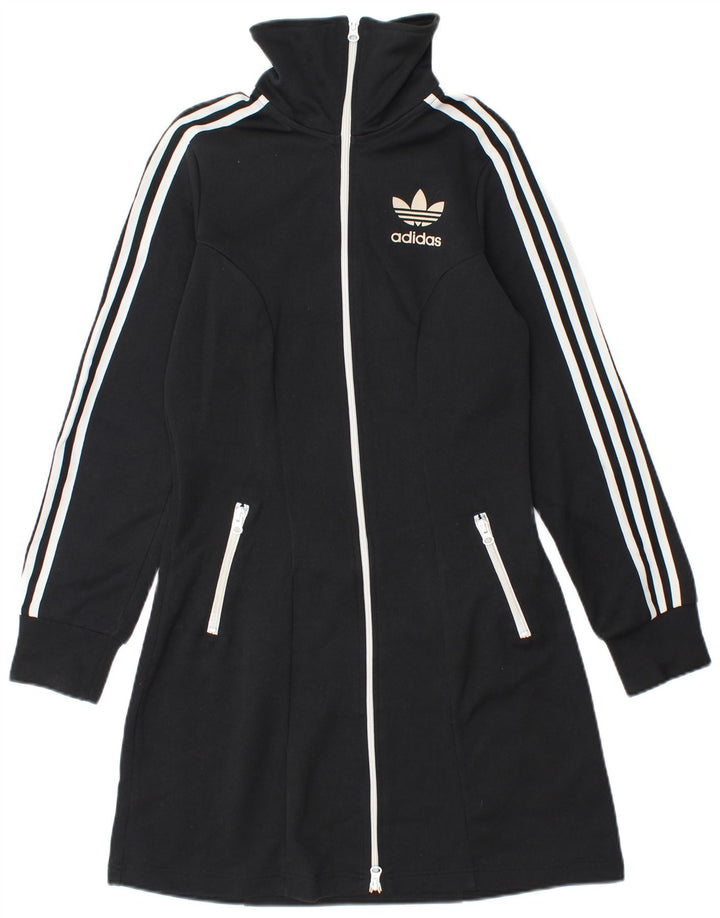 Adidas Damen Longline Trainingsanzug Top Jacke IT 36 XS Schwarz